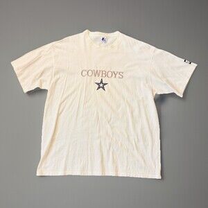 Vintage Starter 90s Dallas Cowboys T Shirt Sz XL White Made In USA Single Stitch
